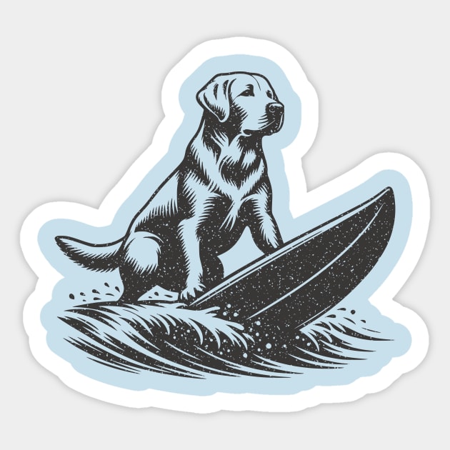 Surfing Dog Sticker by JSnipe